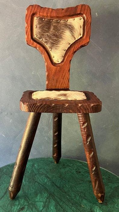 Stoel - Hout - Spaanse Brutalistische stoel, Antiek en Kunst, Curiosa en Brocante
