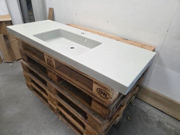 Wastafel 120 x 45,5 cm betonlook composiet mat grijs – 1, Ophalen of Verzenden, Nieuw, Bad