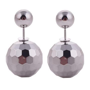 Fako Bijoux - Oorbellen - Double Acrylic Dots - Grijs, Verzenden, Nieuw