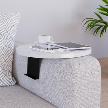 Dienblad armleuning Kuleskyd rond Ø34 cm wit [en.casa], Verzenden, Nieuw