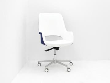 Vergaderstoel TwinForm T-Club - leder wit - achterkant stof, Werkplek, Ophalen of Verzenden, Gebruikt, Overige typen