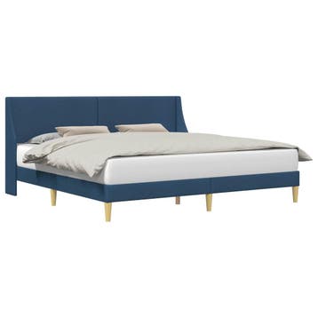 vidaXL Bedframe 202 x 204 x 96 cm aansluitplaat, Verzenden, Nieuw, Blauw, Stof