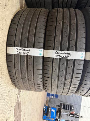 225-55-18 Continental Zomerbanden 4.5mm Montage 225 55 18, Ophalen, 18 inch, Gebruikt, Band(en)