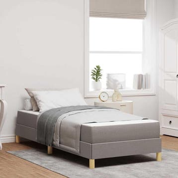 vidaXL Boxspringbed Taupe 90 x 200 cm Stof, Verzenden, Nieuw, Eenpersoons, Stof