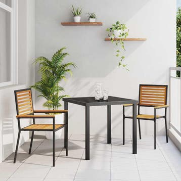 vidaXL Tuinstapelstoelen 2 st Bruin en zwart, Verzenden, Nieuw
