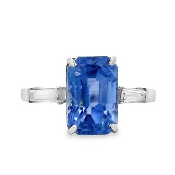 Ring Platina - 4.64ct. tw. Saffier - Diamant - Sri Lanka, Nieuw