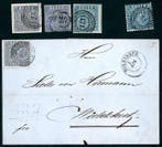 Baden 1860/1862 - Lot met 3× 3 Kr. blauw en 1 brief met, Gestempeld