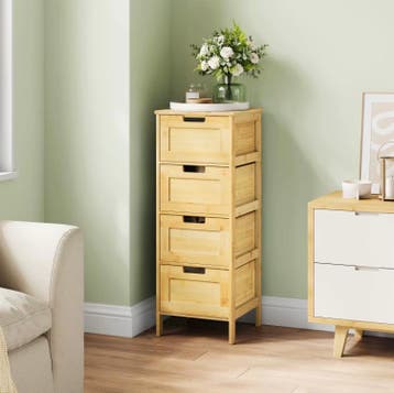 Bamboe Badkamerkast met Laden 30x30x80cm – 100% Natuurlijk, Minder dan 50 cm, Verzenden, Nieuw, Minder dan 100 cm