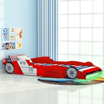 vidaXL Kinderbed raceauto met LED-verlichting rood 90x200 cm, Verzenden, Nieuw