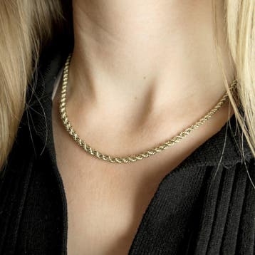Gouden gedraaide schakelcollier (Ketting), Ophalen of Verzenden, Gebruikt, Goud, Goud