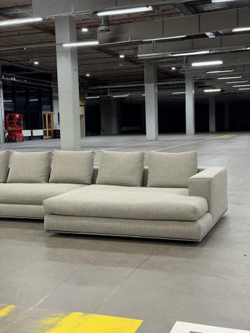 Minotti Hamilton Hoekbank | Taupe | NIEUWSTAAT + Garantie, 300 cm of meer, Ophalen of Verzenden, Zo goed als nieuw, Bank Hoekbank Bankstel Bankje Loungebank Banken Chaise Lounge 