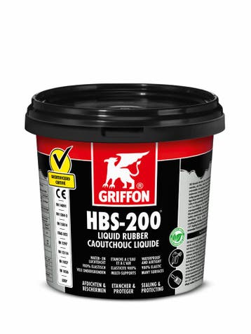 Griffon hbs 200 liquid rubber 1 liter, zwart, pot, Verzenden, Nieuw