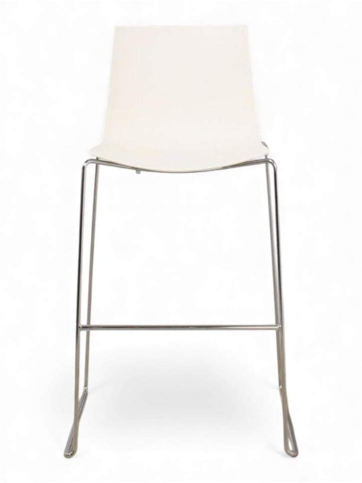 Arper Catifa 46 design barkruk, slede model, wit-chrome,..., Huis en Inrichting, Stoelen, Wit, Gebruikt, Ophalen of Verzenden
