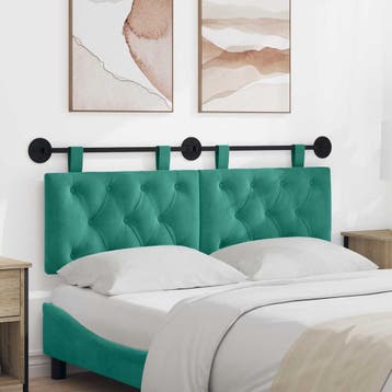 vidaXL Hangend hoofdbord Turquoise Fluweel, Verzenden, Nieuw, Stof