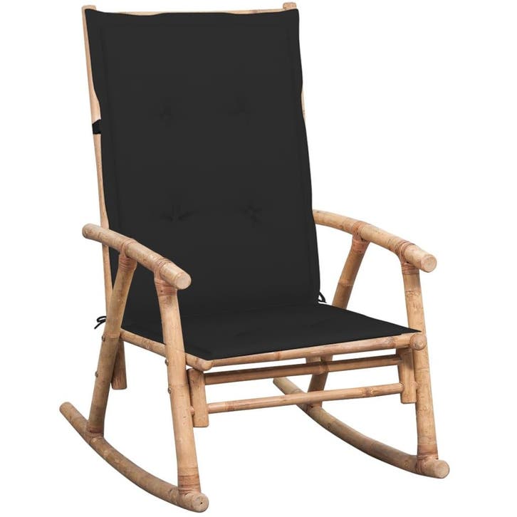Schommelstoel met kussen bamboe, Tuin en Terras, Tuinstoelen, Nieuw, Verzenden