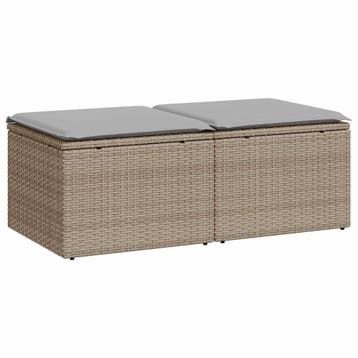 vidaXL 2-delige Loungeset met kussens poly rattan acacia, Verzenden, Nieuw, Loungeset
