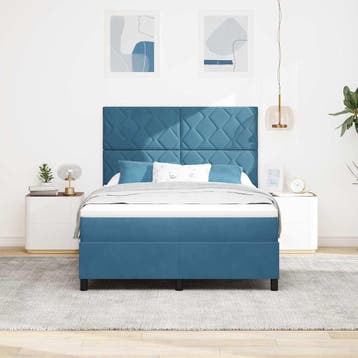 vidaXL Boxspringbed met hoofdeinde Donkerblauw 160 x 200 cm, Verzenden, Nieuw, Blauw, Stof