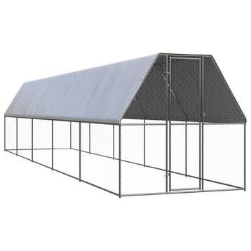 vidaXL Buitenhok voor kippen 2x10x2 m gegalvaniseerd staal, Dieren en Toebehoren, Knaagdieren en Konijnen | Hokken en Kooien, Verzenden