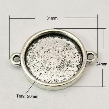 2 x Tussenzetsel cabochonhouder afm. 31 x 24mm tray Ø 20m.., Ophalen of Verzenden, Nieuw, Tussenstuk of Tussenkraal