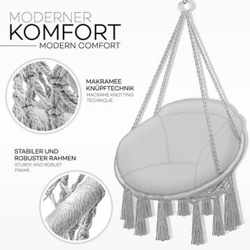 Hangstoel - Binnen & Buiten - Hangschommel - Tot 200kg - Gri, Verzenden, Zo goed als nieuw