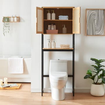 Toilet ombouwkast Tervola 172x63x27 cm zwart en naturel [en., Verzenden, Nieuw