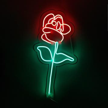 Roos Neon Bord Trouwerij Liefde Bloem Lamp LED 55cm, Verzenden, Nieuw