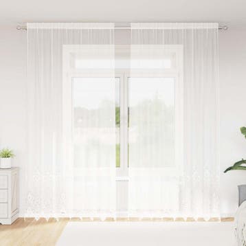 vidaXL Kantgordijn Wit 260x200cm Polyester, Huis en Inrichting, Verzenden, Nieuw, Wit