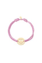 Satijnen armband met smiley - Pastelpaars, Verzenden, Nieuw