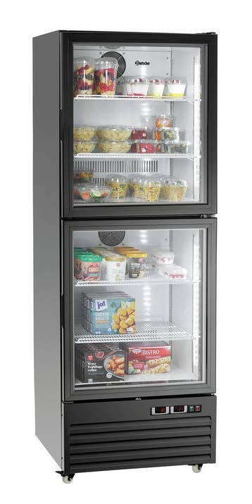 Combi-koelkast & vrieskast zwart | glazen deuren | 430 L..., Verzenden, Nieuw in verpakking