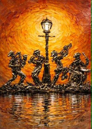 Laurent Pate (1970) - Jazz on -Plaque aluminium., Antiek en Kunst