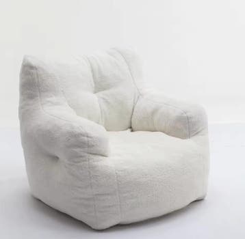 Nieuw: Witte Lounge Zitzakstoel – Zachte Teddy Fauteuil, Verzenden, Nieuw, Stof, Eén