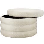Hocker Altu XL, gestoffeerd, opbergruimte - Bouclé crèmewit, Verzenden, Nieuw
