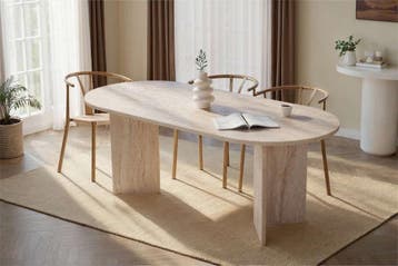 Asir 746NRD1111 Eettafel Travertijn 200x90 AFHALEN VOOR 125, Ophalen, Overige materialen, 50 tot 100 cm, Vier personen