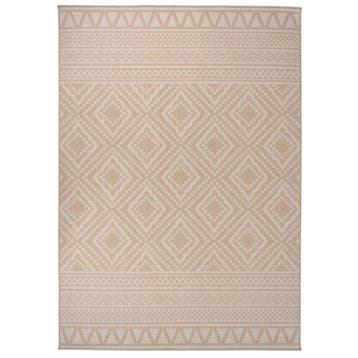 vidaXL Buitenkleed met patroon platgeweven 140x200 cm bruin, Verzenden, Nieuw, Bruin