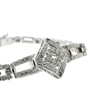 Witgouden schakelarmband met diamant 1,40 ct., Gebruikt, Ophalen of Verzenden, Met edelsteen, Goud