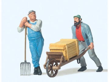 Preiser 45020 Arbeiter mit Schubkarre. Arbeiter auf Gabel..., Ophalen of Verzenden, Nieuw