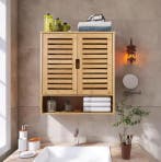 Bamboe Wandkast met Deuren – Hangende Badkamer Opbergkast, Huis en Inrichting, Kasten | Overige, Verzenden, Nieuw