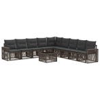 vidaXL Tuinbankenset 10 pcs Grijs en Donkergrijs poly rattan, Tuin en Terras, Verzenden, Nieuw, Meer dan 8 zitplaatsen