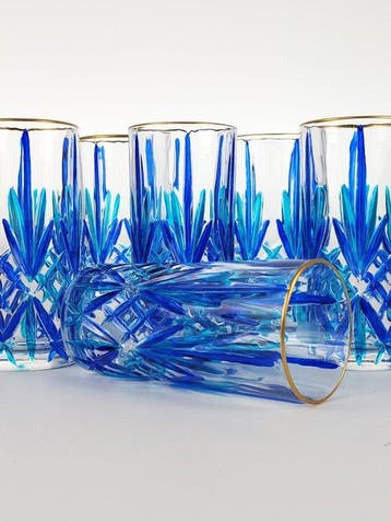 Secoloventesimo - Drinkservies voor 6 (6) - gouden-blauw