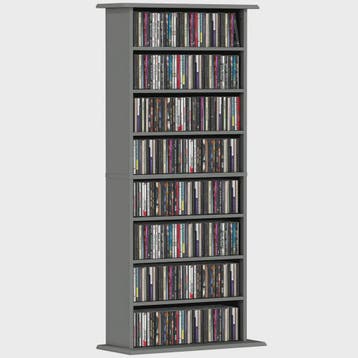 HOMCOM Opbergkast voor CD/DVD/Blu-ray - Grijs - 8 Vakken, 6, Verzenden, Nieuw