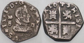 2 Reales 1643 Md B Spanien Philip Iv 1621-1665, Verzenden