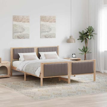 vidaXL Bedframe Bruin en taupe 160 x 200 cm Massief, Verzenden, Nieuw, Bruin, Hout