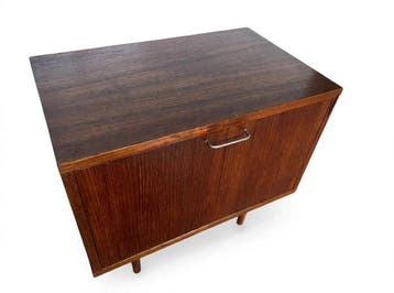 Kast - Teak, Hout - Vintage Deens Teak Platenkast / Bar