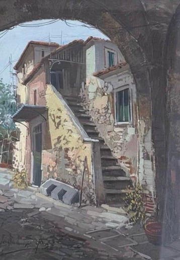 Ferdinando Sapio (1955) - Scorcio di vicolo, Antiek en Kunst