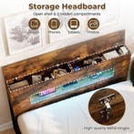 LIVSK Bedframe met LEDverlichting - Oplaadstation met USB en, Huis en Inrichting, Verzenden, Nieuw