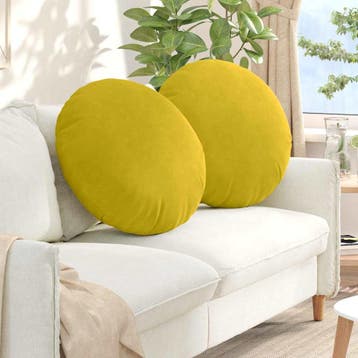 vidaXL Zitkussens 2 st Fluweel Geel Ø60 x 21 cm, Verzenden, Nieuw, Geel