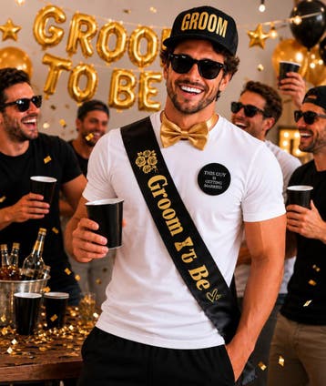 Groom to Be set met dasstrik en button, Ophalen of Verzenden, Nieuw, Zwart, Accessoires