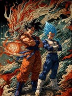 daveY - Goku & Vegeta Echi dOriente – Tela 60x80 cm –, Nieuw