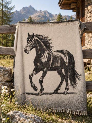 Equestre plaid-arazzo Exclusief met paard in galop - 180x140