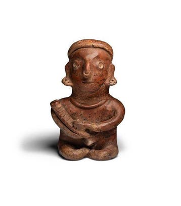Precolumbiaans. Jalisco Keramische Zittende Figuur met